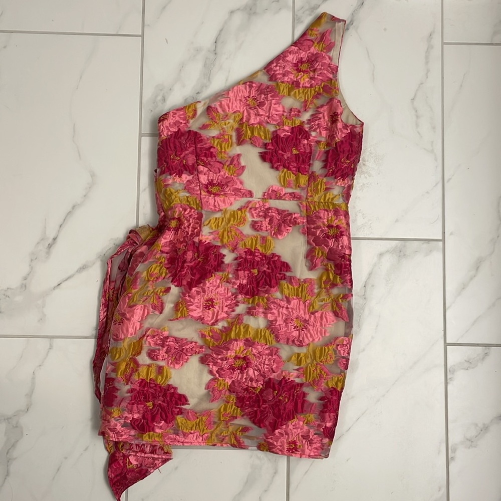 Brailey Mini Dress - One Shoulder Wrap Dress - Picture 6 of 8